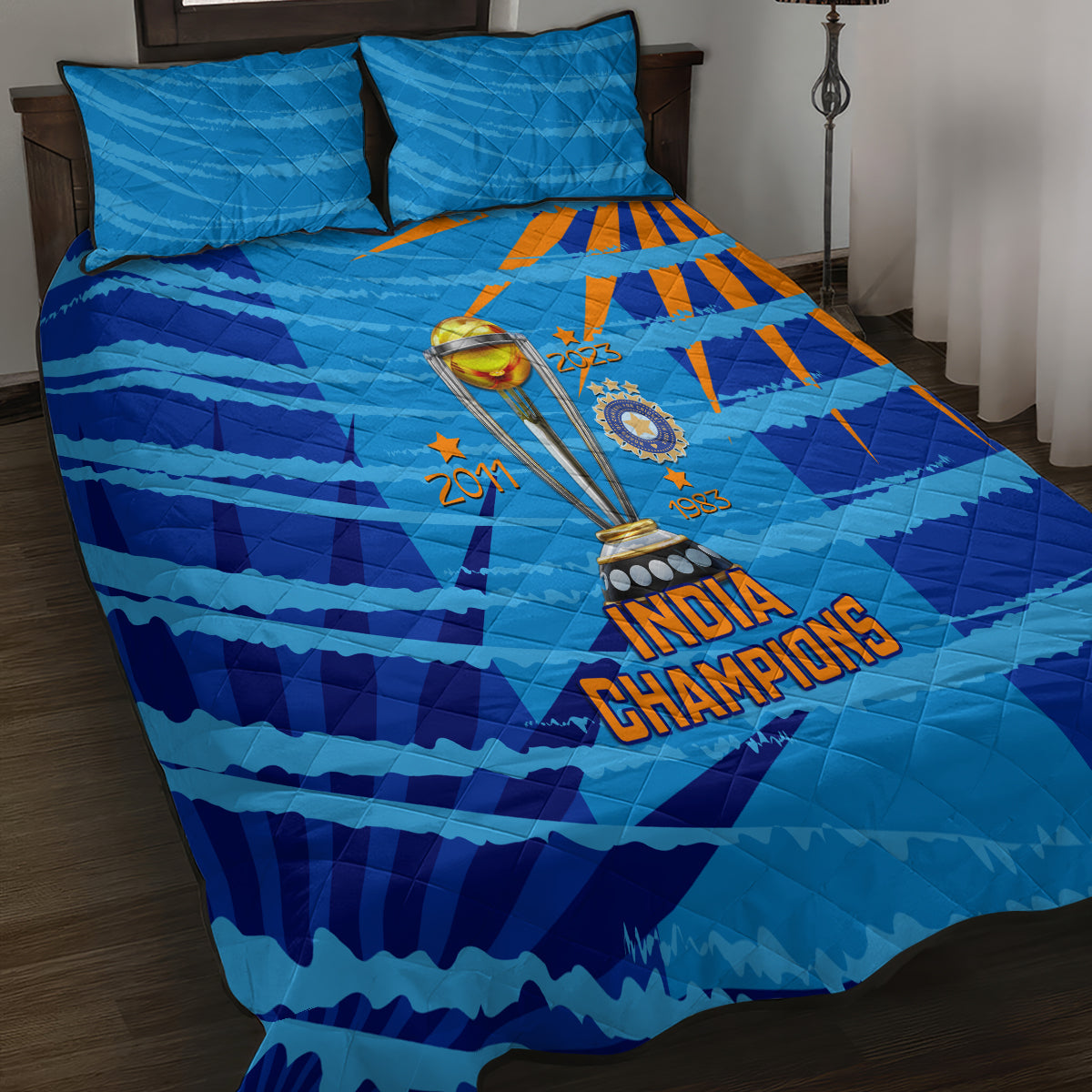 India Cricket Quilt Bed Set 2023 World Cup 3rd Champions Proud - Wonder Print Shop