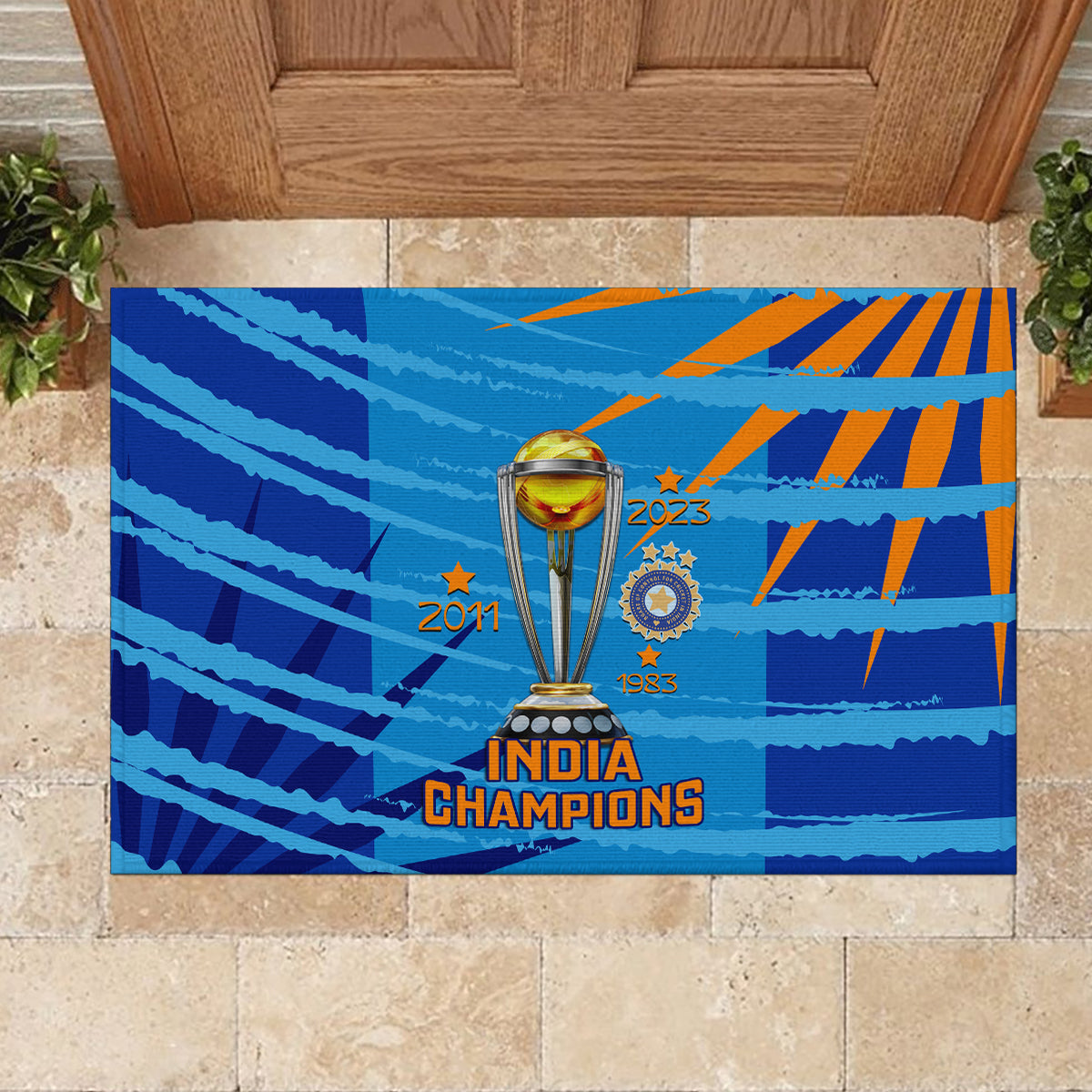 Custom India Cricket Rubber Doormat 2023 World Cup 3rd Champions Proud - Wonder Print Shop