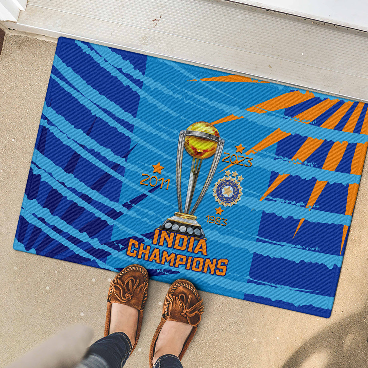 Custom India Cricket Rubber Doormat 2023 World Cup 3rd Champions Proud - Wonder Print Shop
