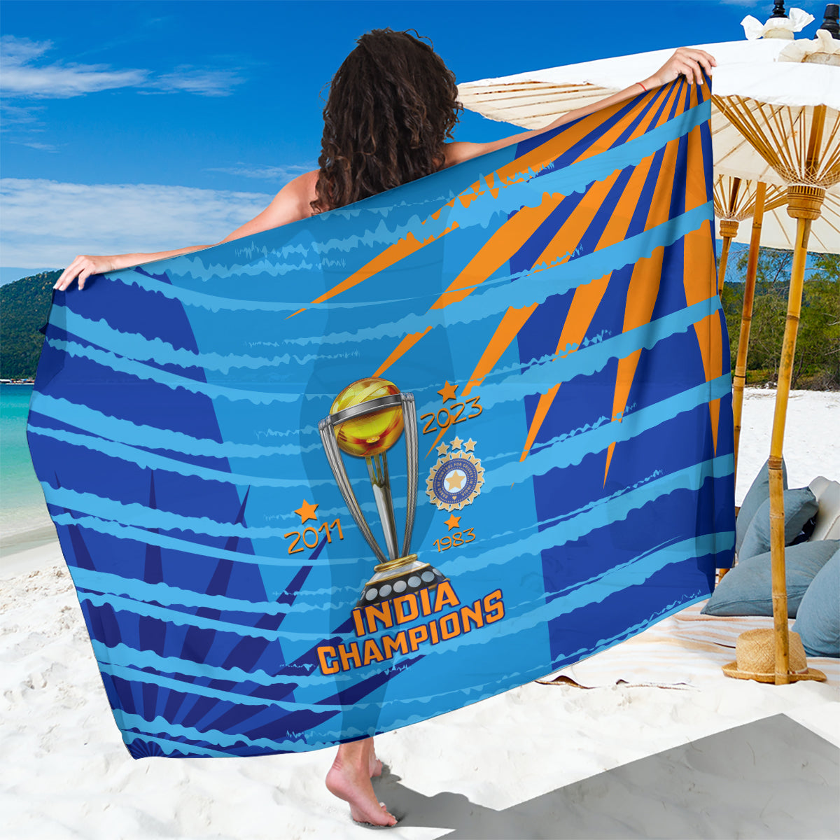 India Cricket Sarong 2023 World Cup 3rd Champions Proud - Wonder Print Shop