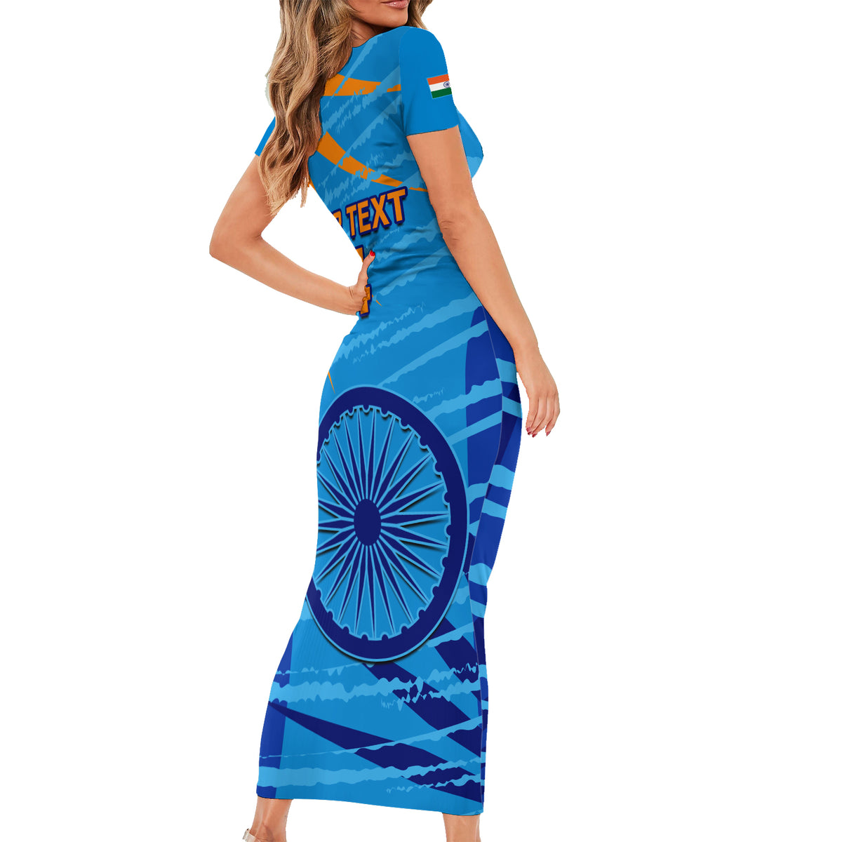 Custom India Cricket Short Sleeve Bodycon Dress 2023 World Cup 3rd Champions Proud - Wonder Print Shop