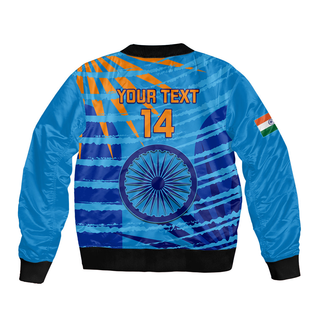 Custom India Cricket Sleeve Zip Bomber Jacket 2023 World Cup 3rd Champions Proud - Wonder Print Shop