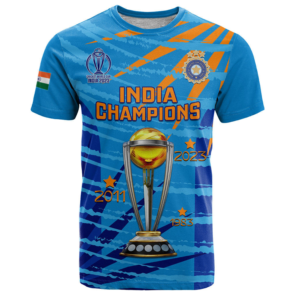Custom India Cricket T Shirt 2023 World Cup 3rd Champions Proud - Wonder Print Shop