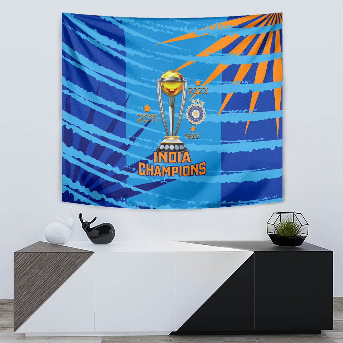 India Cricket Tapestry 2023 World Cup 3rd Champions Proud - Wonder Print Shop