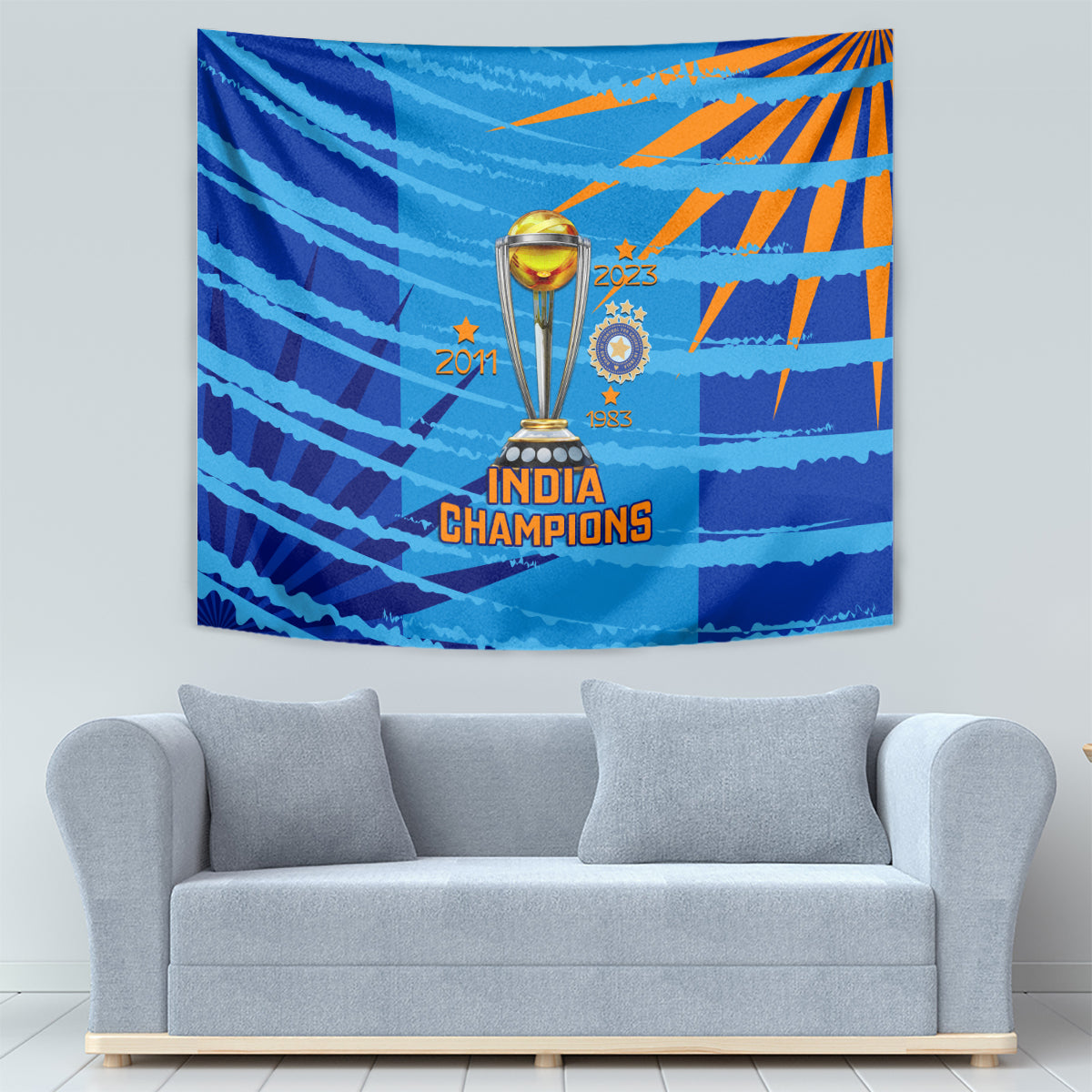 India Cricket Tapestry 2023 World Cup 3rd Champions Proud - Wonder Print Shop