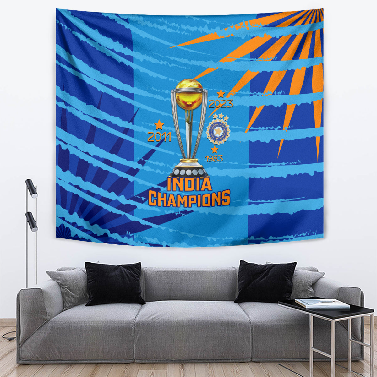 India Cricket Tapestry 2023 World Cup 3rd Champions Proud - Wonder Print Shop