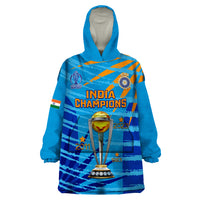 Custom India Cricket Wearable Blanket Hoodie 2023 World Cup 3rd Champions Proud - Wonder Print Shop