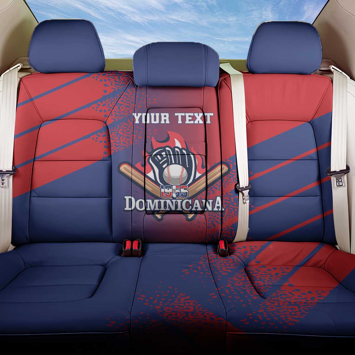 Custom Baseball Dominicana Back Car Seat Cover Go Champions Grunge Style - Wonder Print Shop