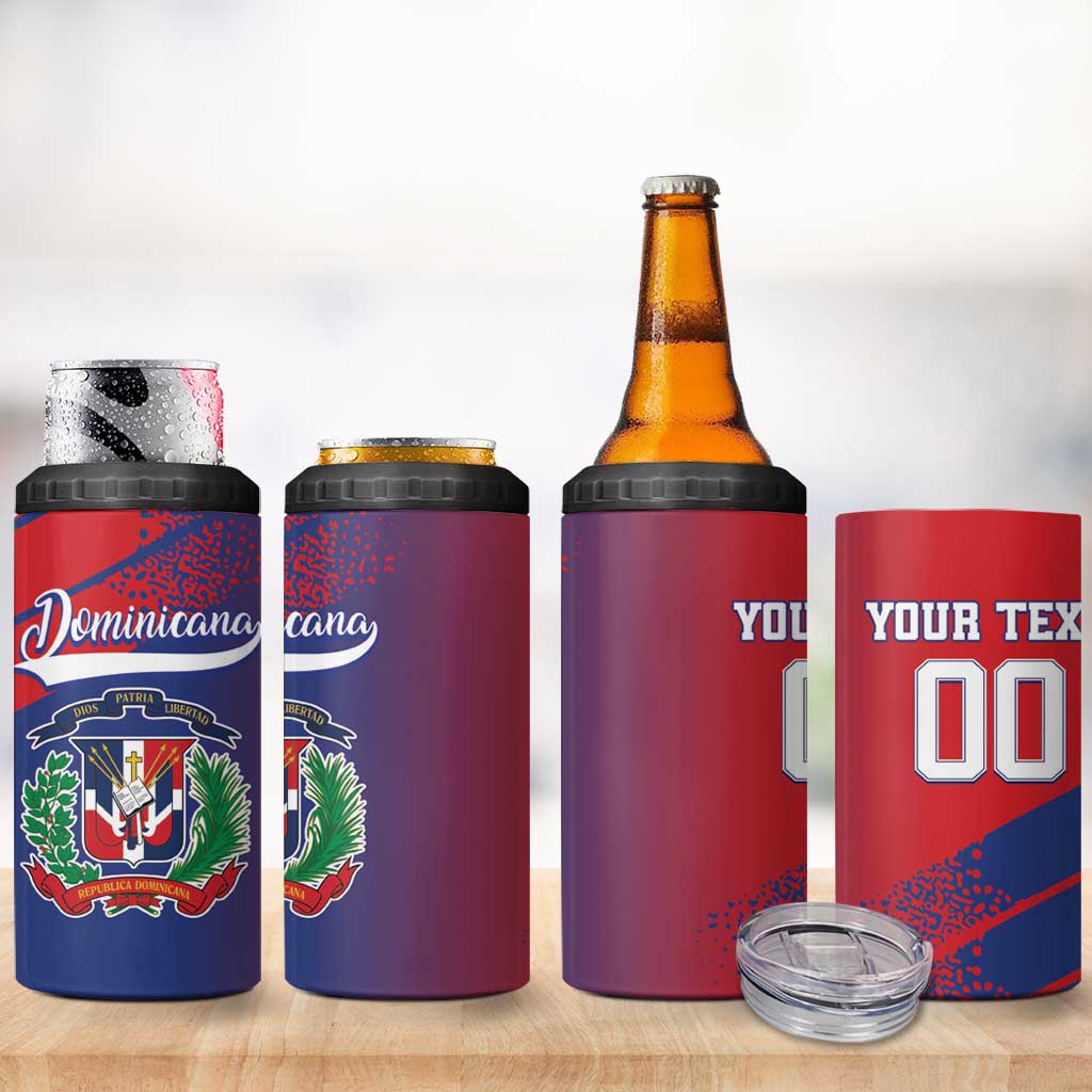 Custom Baseball Dominicana 4 in 1 Can Cooler Tumbler Go Champions Grunge Style - Wonder Print Shop