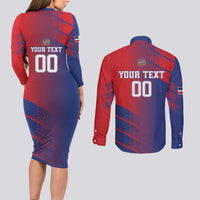 Custom Baseball Dominicana Couples Matching Long Sleeve Bodycon Dress and Long Sleeve Button Shirt Go Champions Grunge Style - Wonder Print Shop