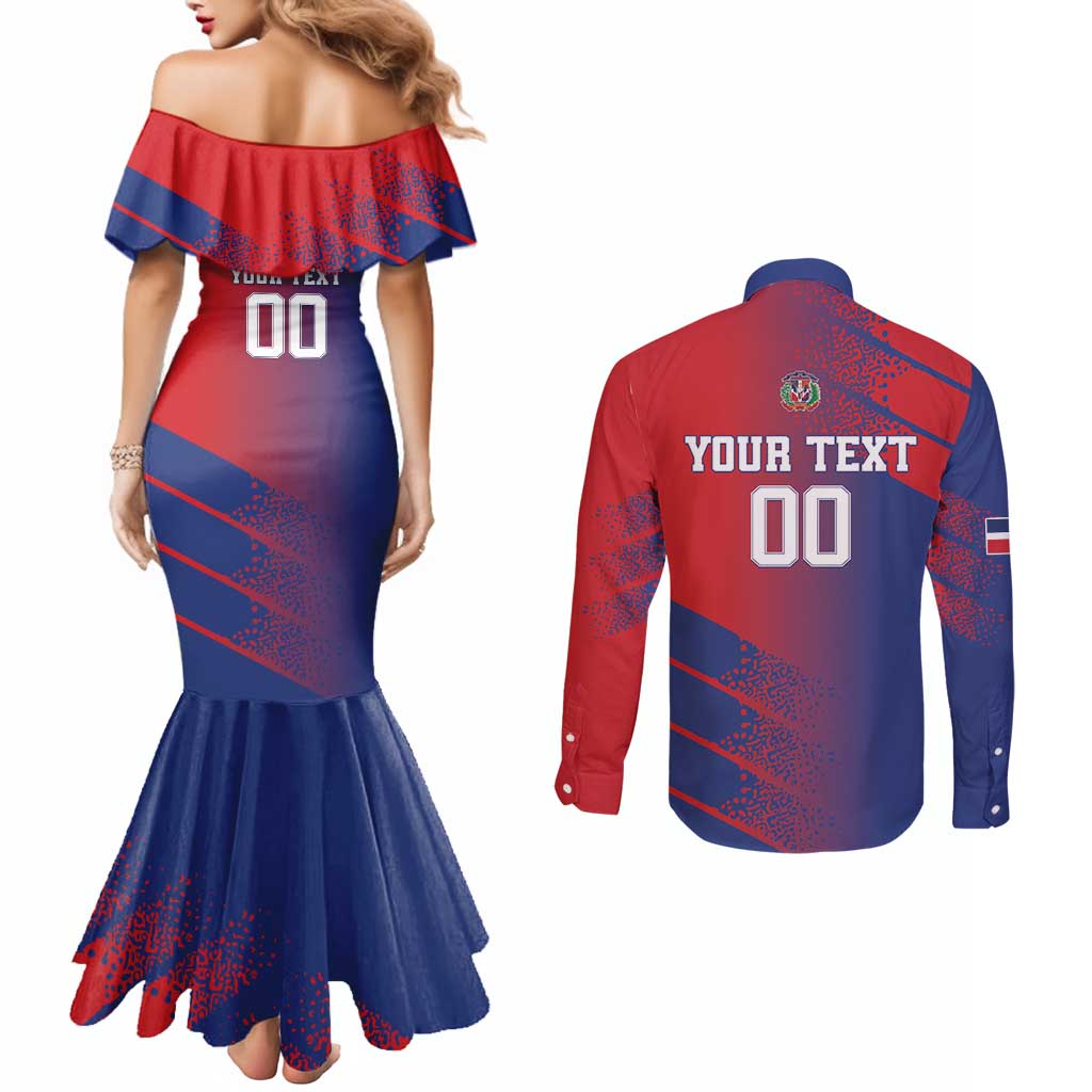 Custom Baseball Dominicana Couples Matching Mermaid Dress and Long Sleeve Button Shirt Go Champions Grunge Style