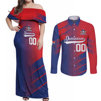 Custom Baseball Dominicana Couples Matching Off Shoulder Maxi Dress and Long Sleeve Button Shirt Go Champions Grunge Style - Wonder Print Shop