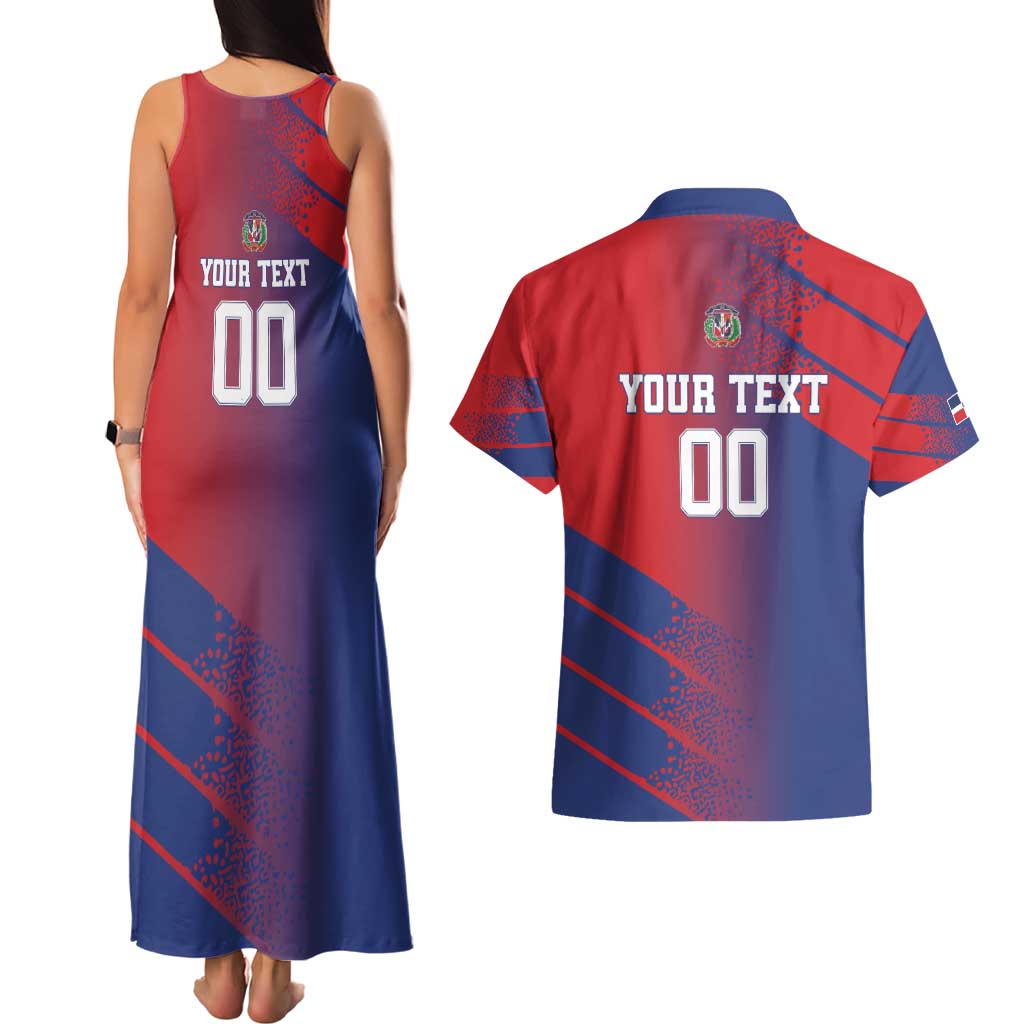 Custom Baseball Dominicana Couples Matching Tank Maxi Dress and Hawaiian Shirt Go Champions Grunge Style - Wonder Print Shop