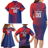 Custom Baseball Dominicana Family Matching Long Sleeve Bodycon Dress and Hawaiian Shirt Go Champions Grunge Style - Wonder Print Shop