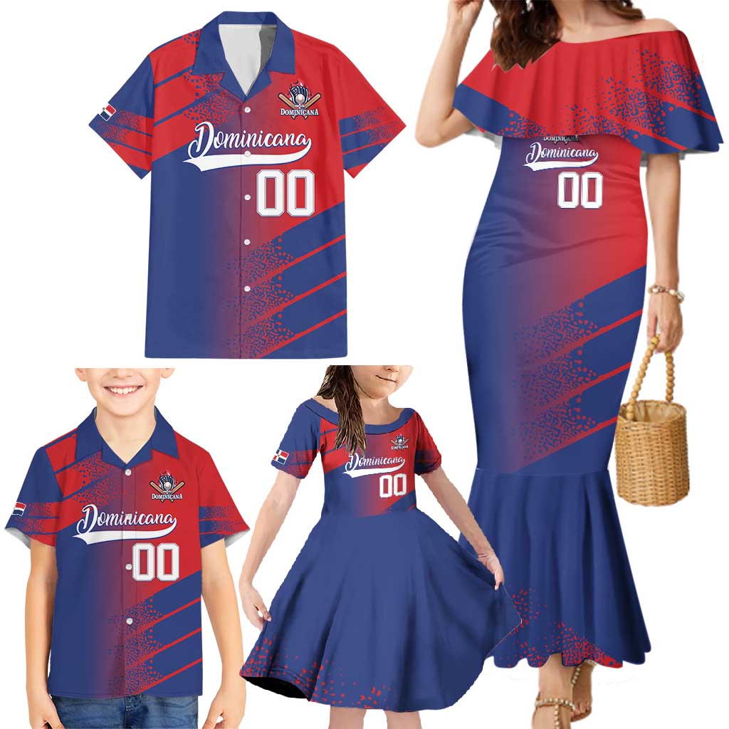 Custom Baseball Dominicana Family Matching Mermaid Dress and Hawaiian Shirt Go Champions Grunge Style - Wonder Print Shop