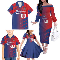 Custom Baseball Dominicana Family Matching Off The Shoulder Long Sleeve Dress and Hawaiian Shirt Go Champions Grunge Style - Wonder Print Shop