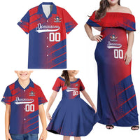 Custom Baseball Dominicana Family Matching Off Shoulder Maxi Dress and Hawaiian Shirt Go Champions Grunge Style - Wonder Print Shop