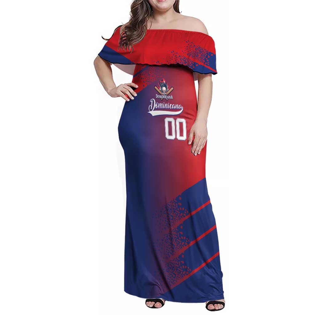 Custom Baseball Dominicana Family Matching Off Shoulder Maxi Dress and Hawaiian Shirt Go Champions Grunge Style - Wonder Print Shop