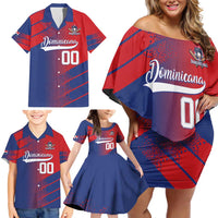 Custom Baseball Dominicana Family Matching Off Shoulder Short Dress and Hawaiian Shirt Go Champions Grunge Style - Wonder Print Shop