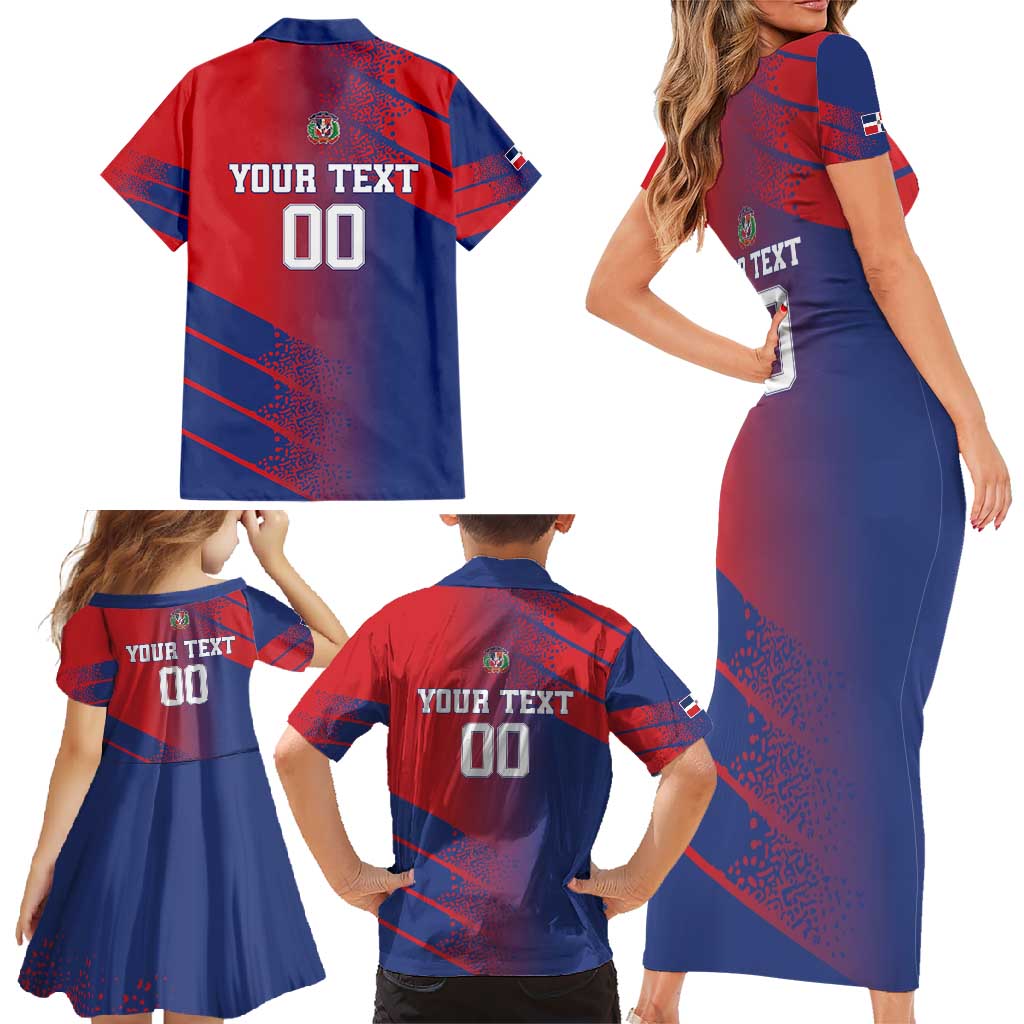Custom Baseball Dominicana Family Matching Short Sleeve Bodycon Dress and Hawaiian Shirt Go Champions Grunge Style - Wonder Print Shop