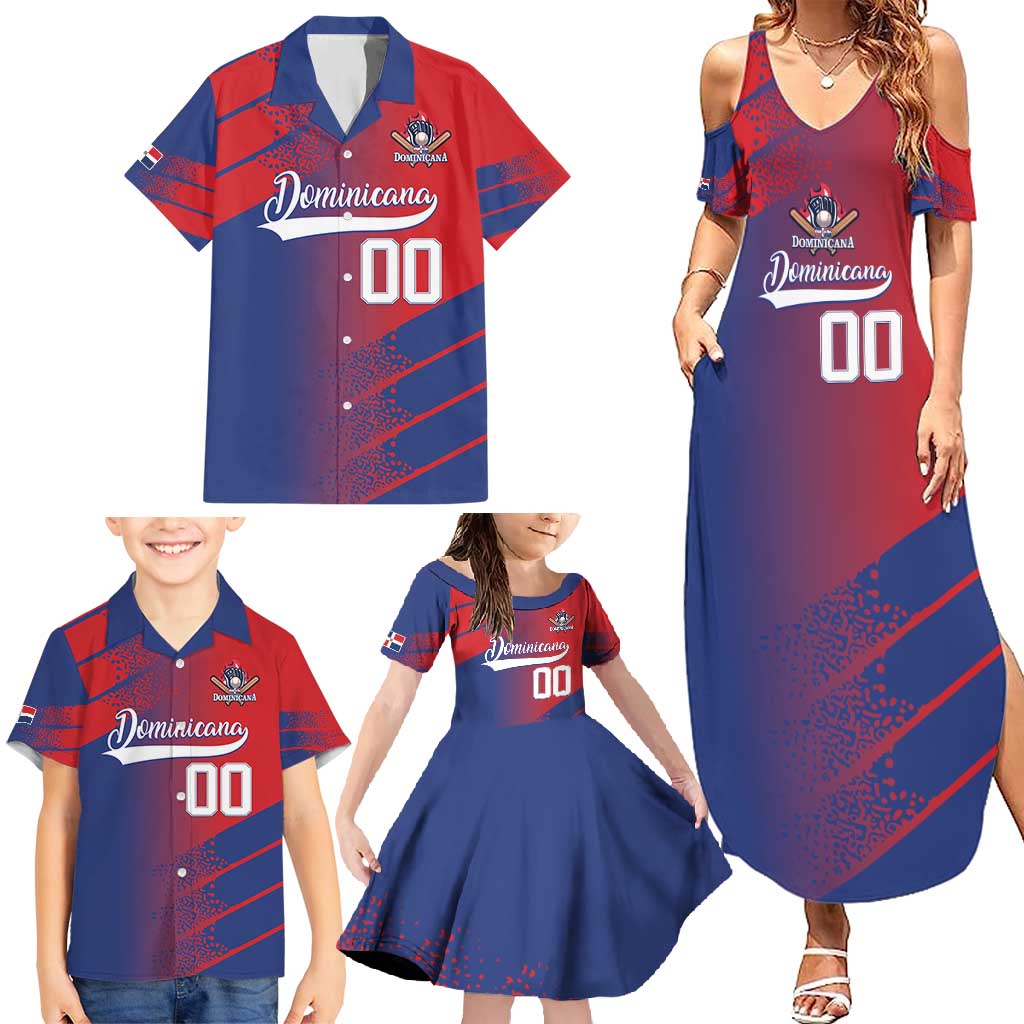 Custom Baseball Dominicana Family Matching Summer Maxi Dress and Hawaiian Shirt Go Champions Grunge Style - Wonder Print Shop