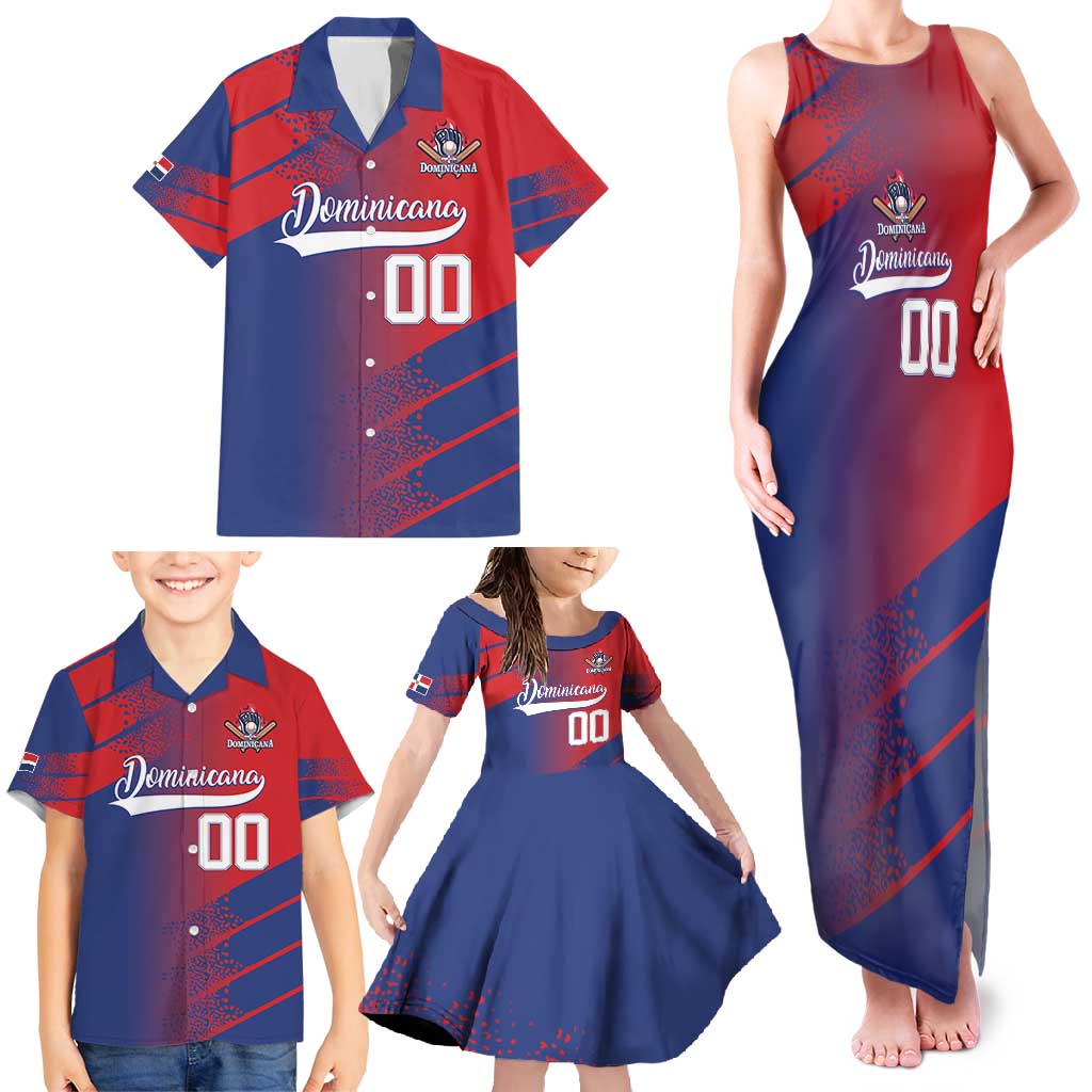Custom Baseball Dominicana Family Matching Tank Maxi Dress and Hawaiian Shirt Go Champions Grunge Style - Wonder Print Shop