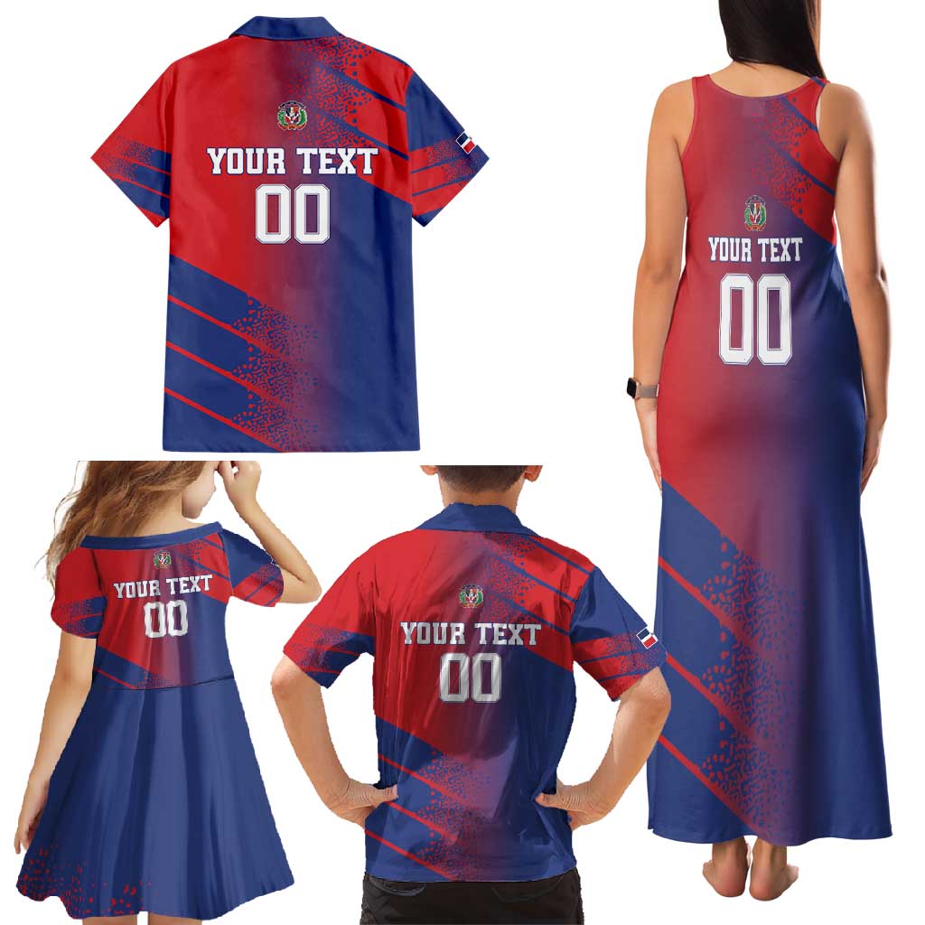 Custom Baseball Dominicana Family Matching Tank Maxi Dress and Hawaiian Shirt Go Champions Grunge Style - Wonder Print Shop
