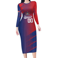 Custom Baseball Dominicana Long Sleeve Bodycon Dress Go Champions Grunge Style - Wonder Print Shop