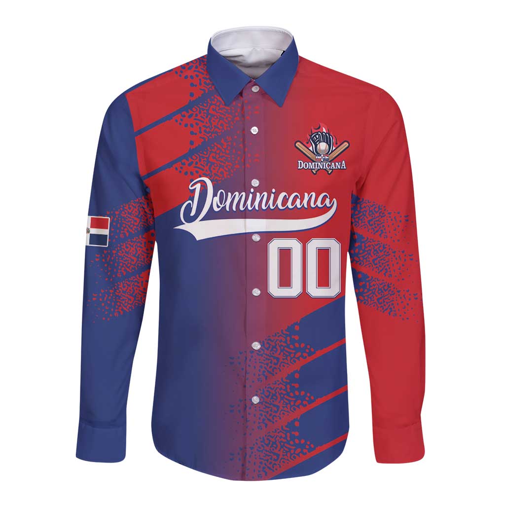Custom Baseball Dominicana Long Sleeve Button Shirt Go Champions Grunge Style - Wonder Print Shop