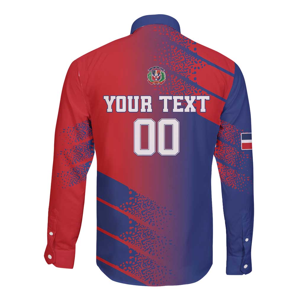 Custom Baseball Dominicana Long Sleeve Button Shirt Go Champions Grunge Style - Wonder Print Shop