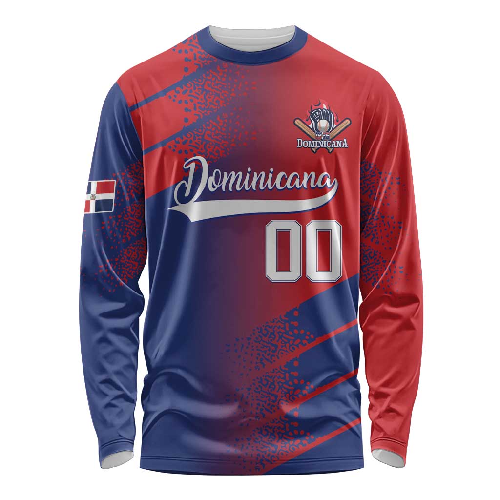 Custom Baseball Dominicana Long Sleeve Shirt Go Champions Grunge Style - Wonder Print Shop