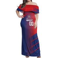 Custom Baseball Dominicana Off Shoulder Maxi Dress Go Champions Grunge Style - Wonder Print Shop
