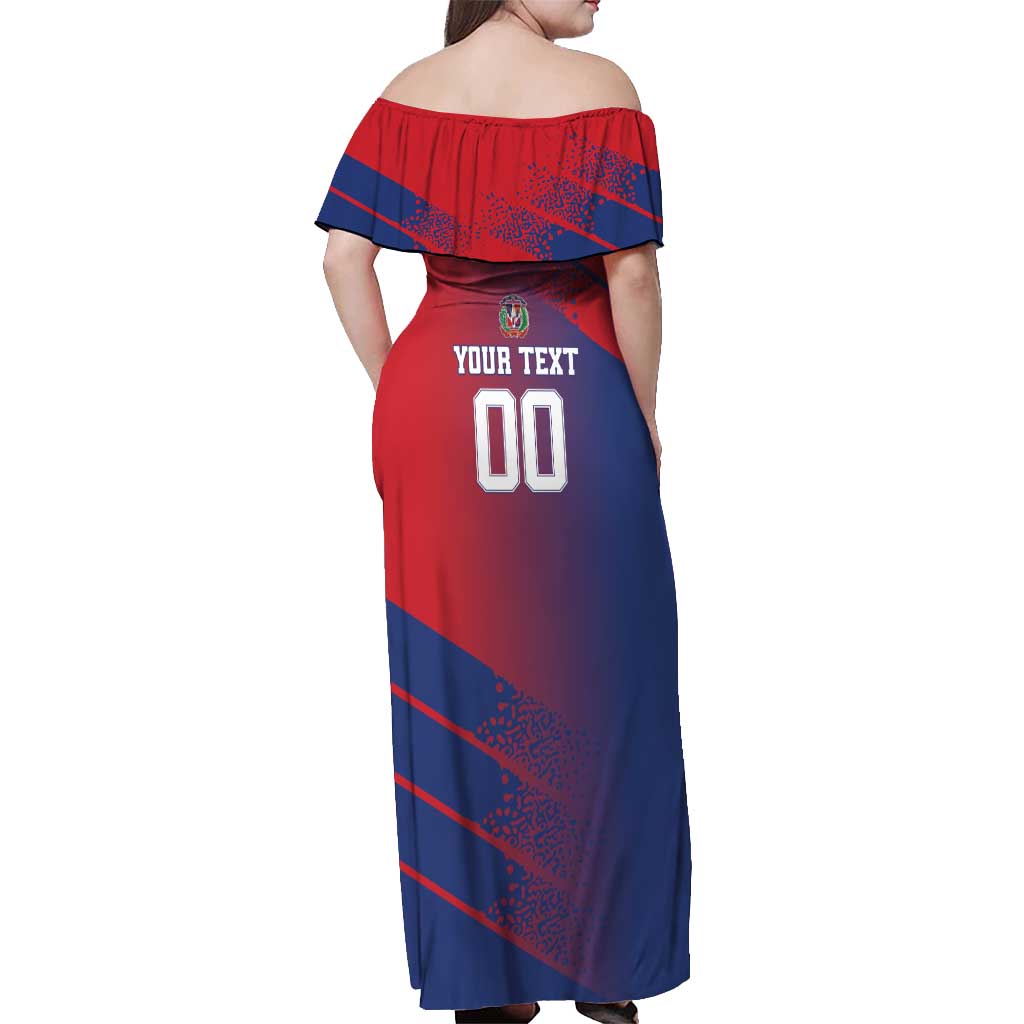 Custom Baseball Dominicana Off Shoulder Maxi Dress Go Champions Grunge Style - Wonder Print Shop