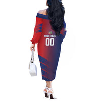 Custom Baseball Dominicana Off The Shoulder Long Sleeve Dress Go Champions Grunge Style - Wonder Print Shop