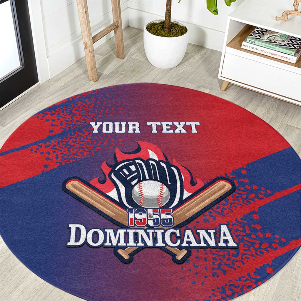 Custom Baseball Dominicana Round Carpet Go Champions Grunge Style