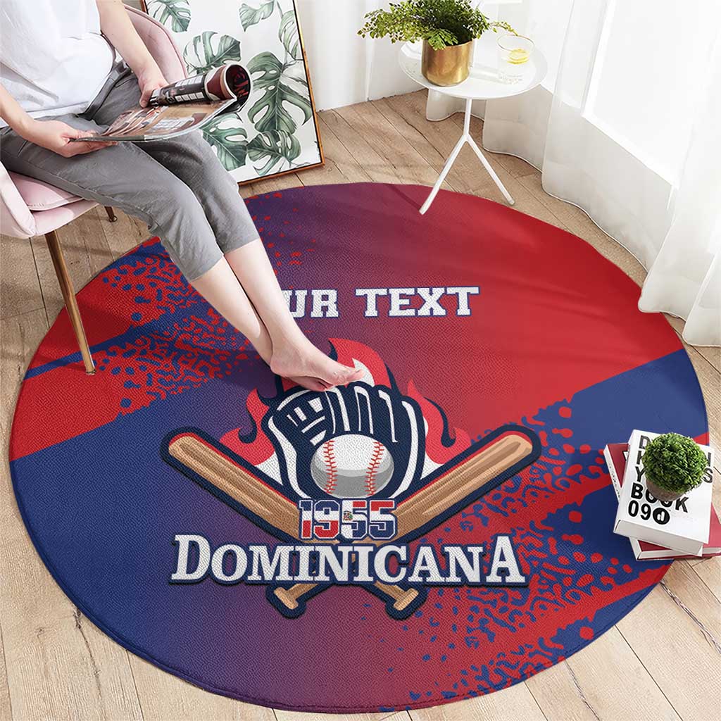 Custom Baseball Dominicana Round Carpet Go Champions Grunge Style