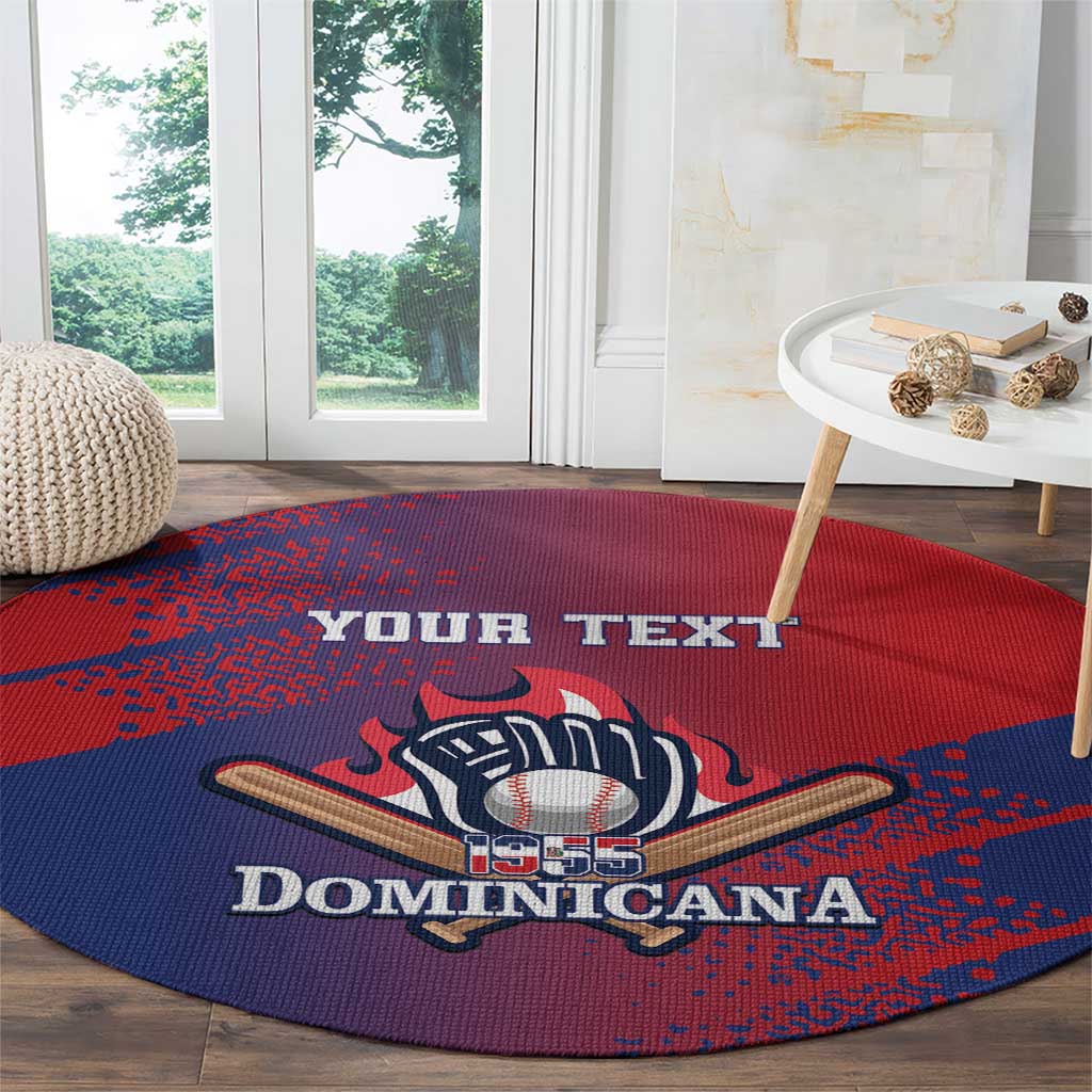 Custom Baseball Dominicana Round Carpet Go Champions Grunge Style