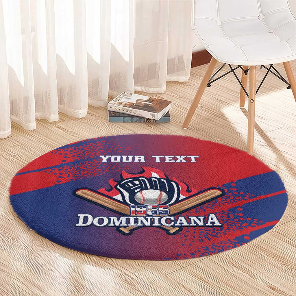 Custom Baseball Dominicana Round Carpet Go Champions Grunge Style