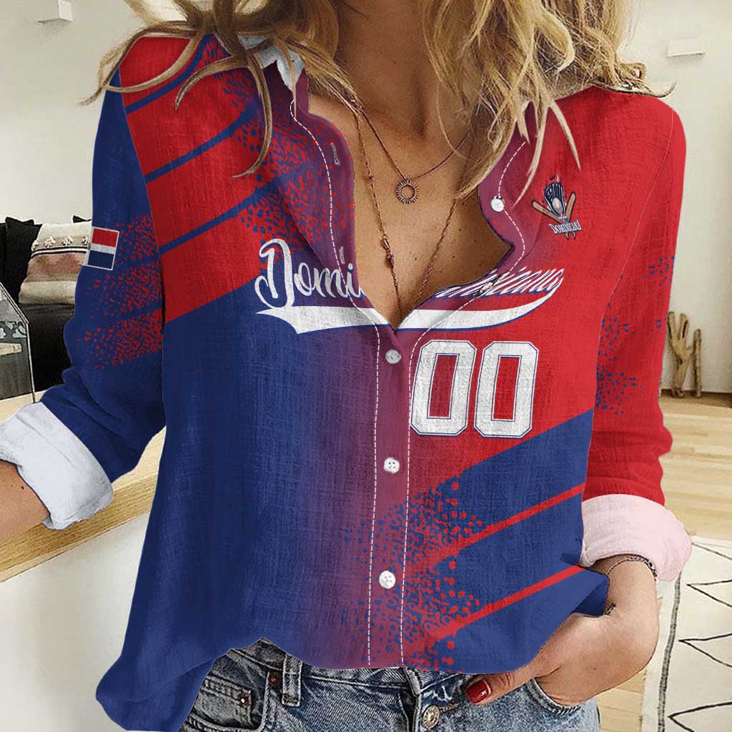 Custom Baseball Dominicana Women Casual Shirt Go Champions Grunge Style - Wonder Print Shop