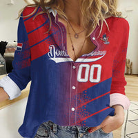 Custom Baseball Dominicana Women Casual Shirt Go Champions Grunge Style - Wonder Print Shop
