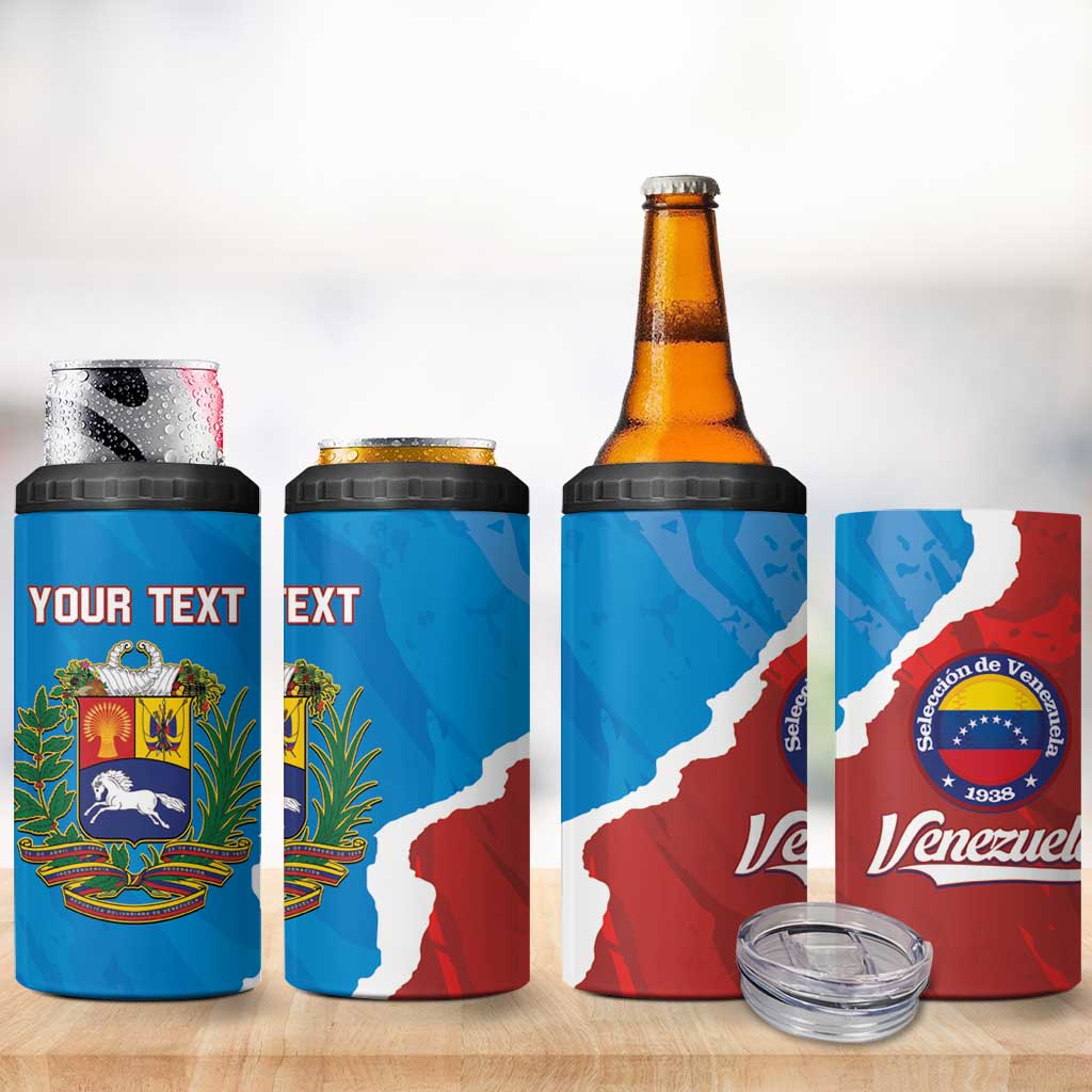 Custom Baseball Venezuela 4 in 1 Can Cooler Tumbler Go Champions Grunge Style - Wonder Print Shop