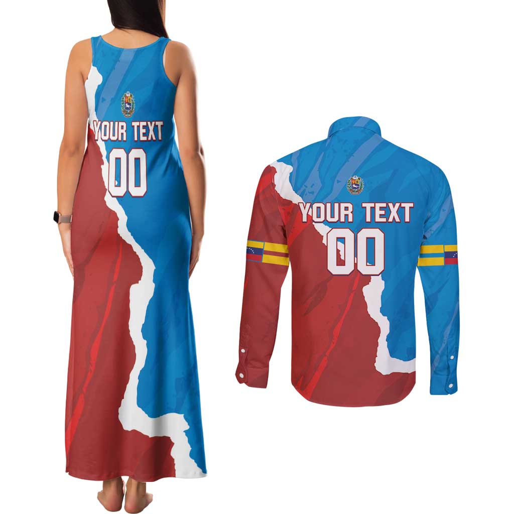 Custom Baseball Venezuela Couples Matching Tank Maxi Dress and Long Sleeve Button Shirt Go Champions Grunge Style - Wonder Print Shop