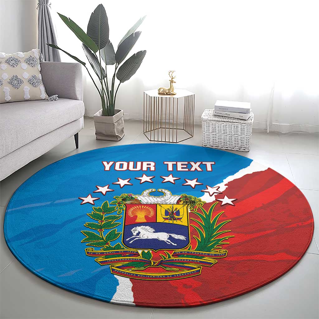 Custom Baseball Venezuela Round Carpet Go Champions Grunge Style