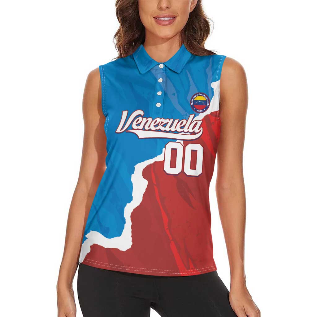 Custom Baseball Venezuela Women Sleeveless Polo Shirt Go Champions Grunge Style - Wonder Print Shop