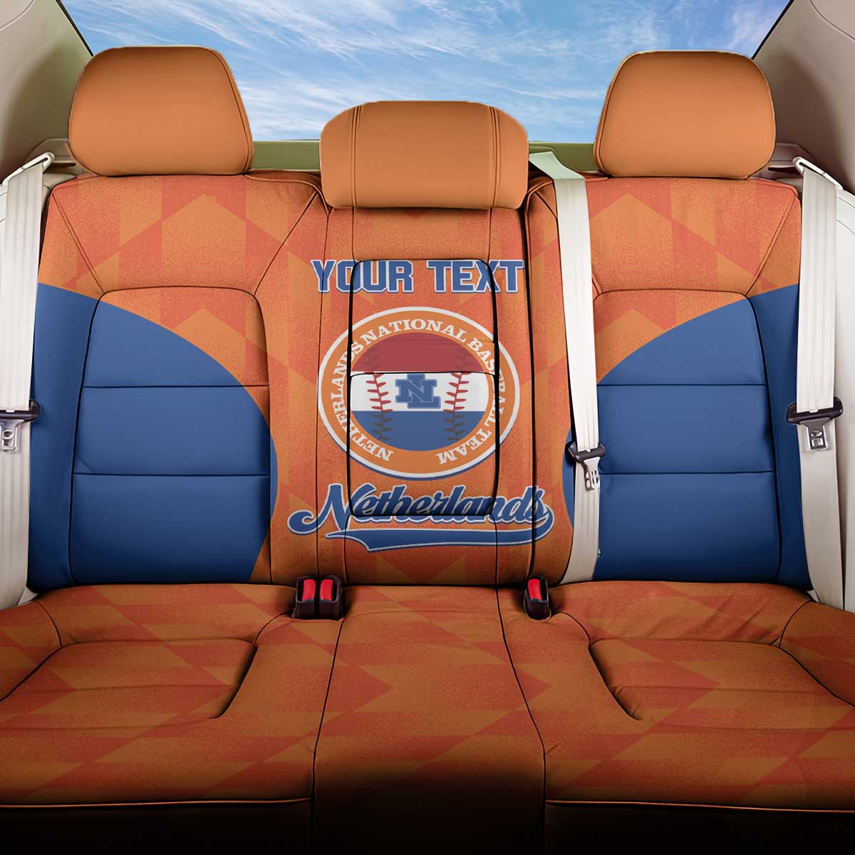 Custom Baseball Netherlands Back Car Seat Cover Go Champions Sporty Style - Wonder Print Shop