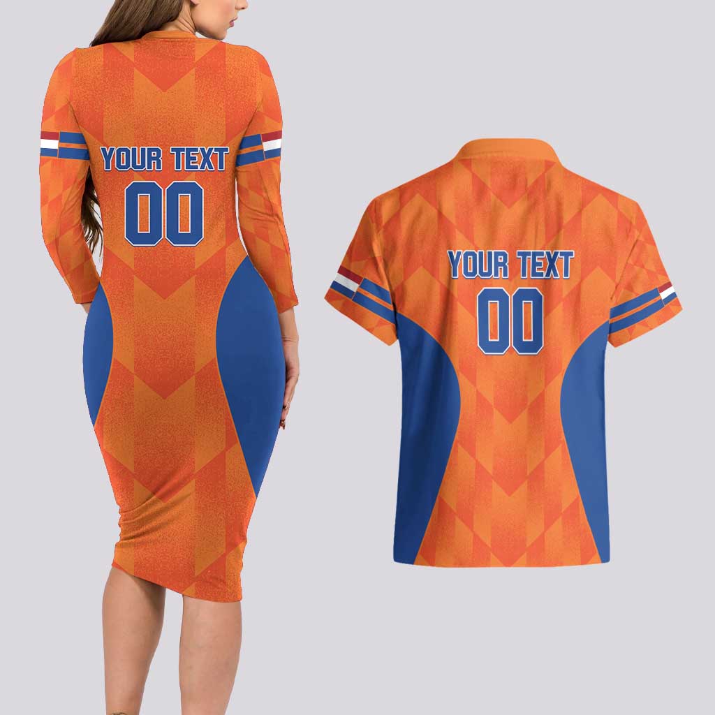 Custom Baseball Netherlands Couples Matching Long Sleeve Bodycon Dress and Hawaiian Shirt Go Champions Sporty Style - Wonder Print Shop