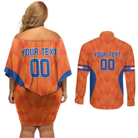 Custom Baseball Netherlands Couples Matching Off Shoulder Short Dress and Long Sleeve Button Shirt Go Champions Sporty Style - Wonder Print Shop