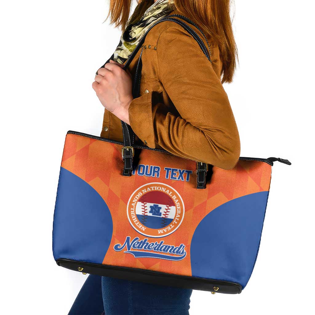 Custom Baseball Netherlands Leather Tote Bag Go Champions Sporty Style - Wonder Print Shop