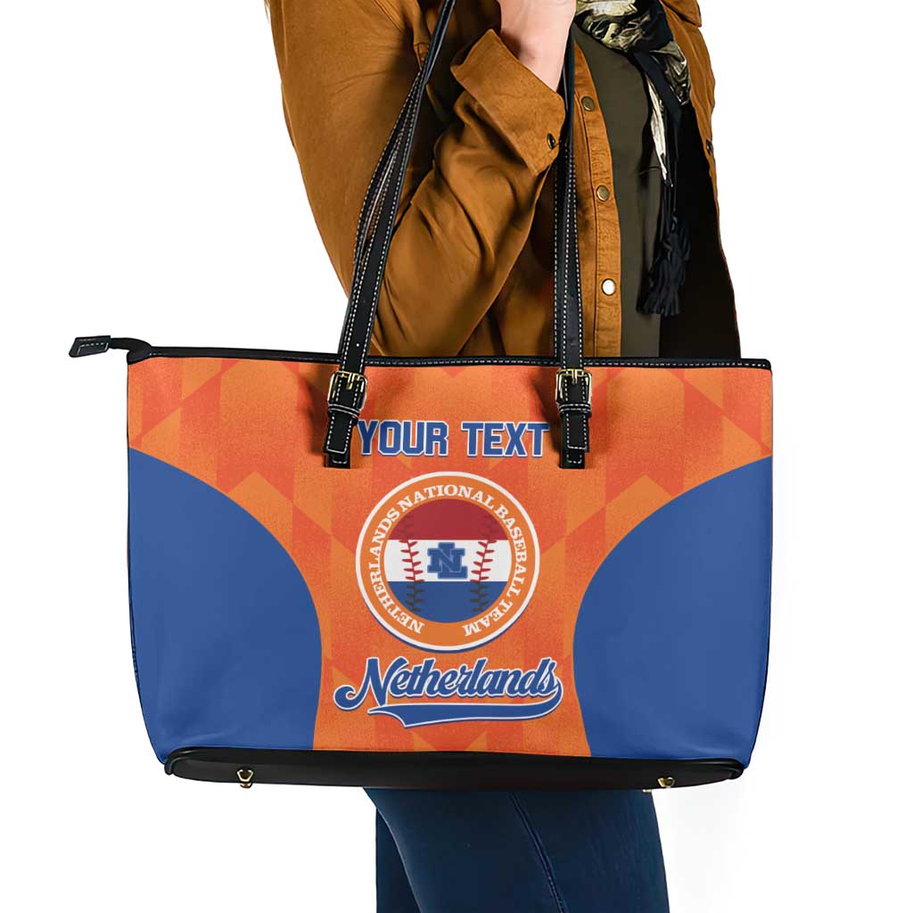 Custom Baseball Netherlands Leather Tote Bag Go Champions Sporty Style - Wonder Print Shop