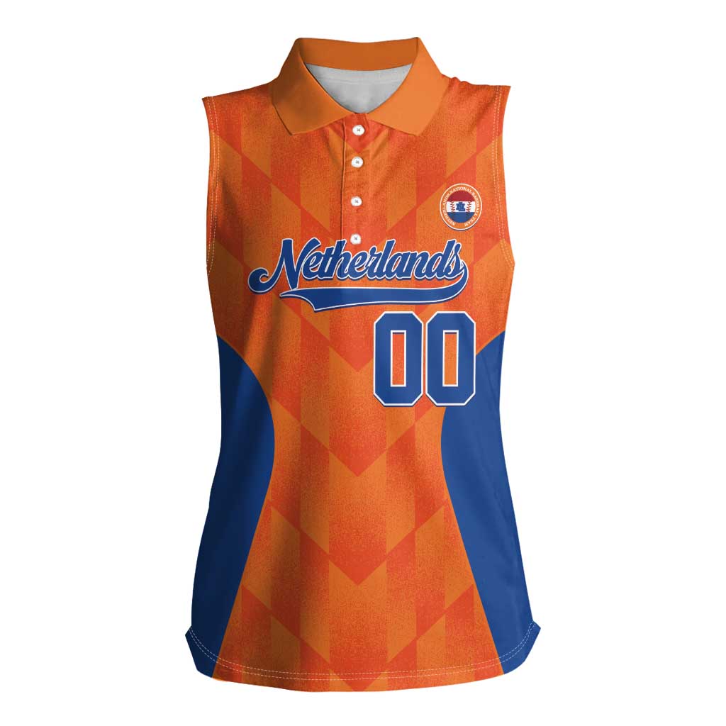 Custom Baseball Netherlands Women Sleeveless Polo Shirt Go Champions Sporty Style - Wonder Print Shop